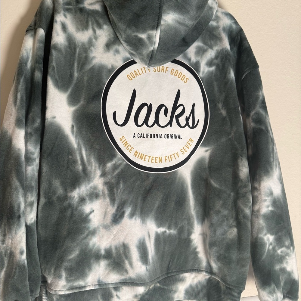 Jack Surfboard Tie Dye Hoodie Green Gray White Logo Pullover Sweatshirt Unisex L